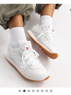 Reebok White Leather Sneakers with Gum Outsole - Women